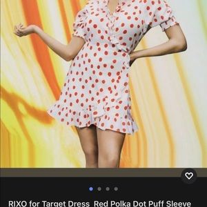 RIXO for Target Dress  Red Polka Dot Puff Sleeve Ruffle Wrap Size 1X